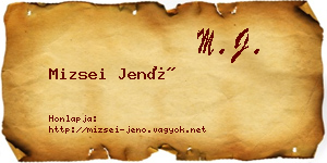 Mizsei Jenő névjegykártya